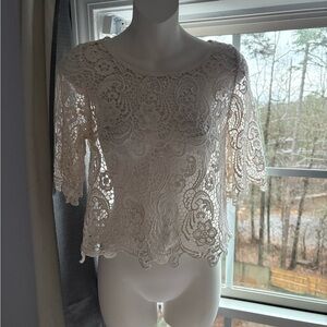 Vintage Y2K Bebe Cream Crochet Lace Top